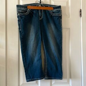 Warehouse one denim y2k capris with embellished pockets